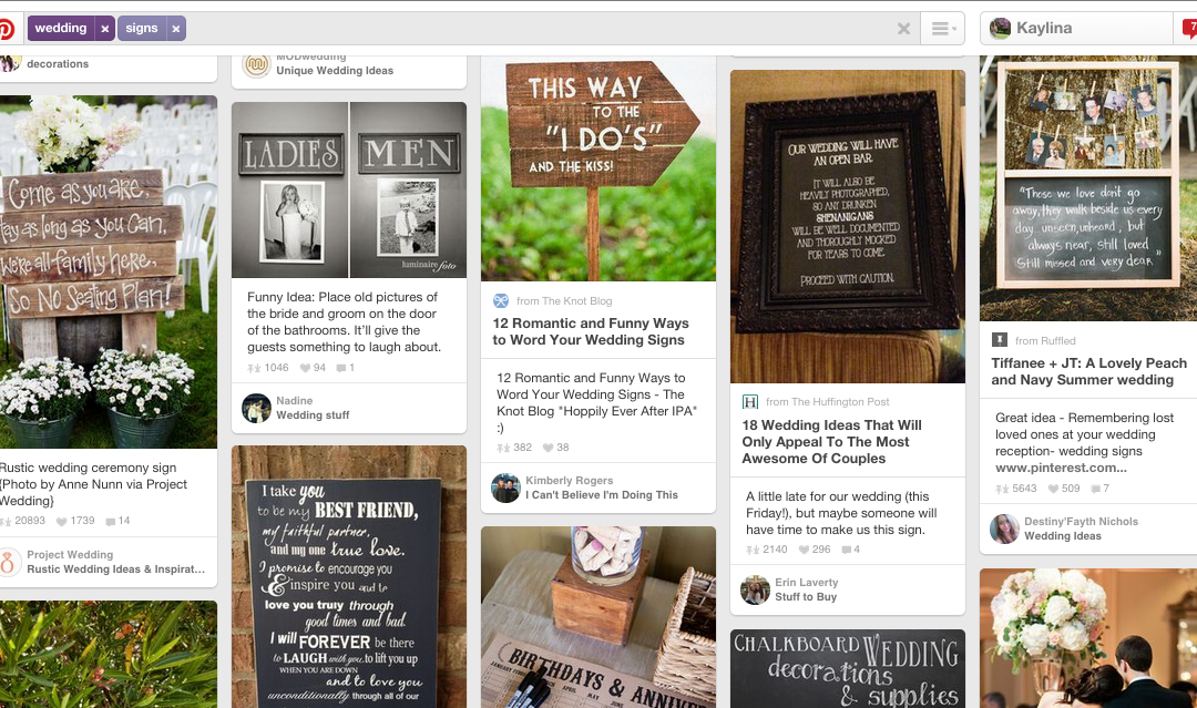 Planning a Pinterest Wedding – Part 3: I Saw the Sign…